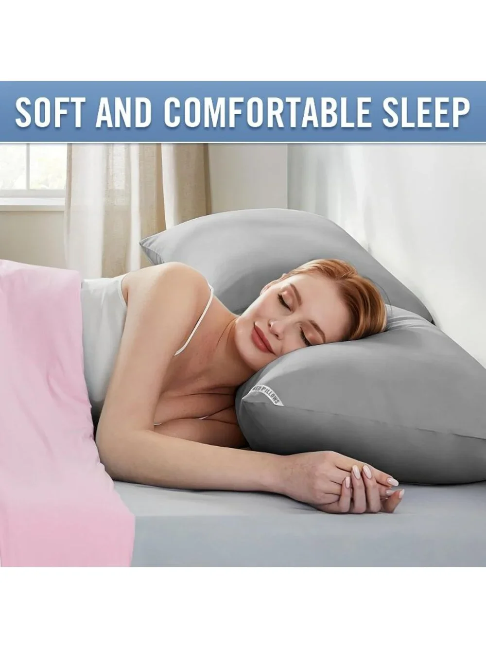 〽️Gray Standard Size Pillows 4 Pack Soft Firm Support Down Alternative Pillows